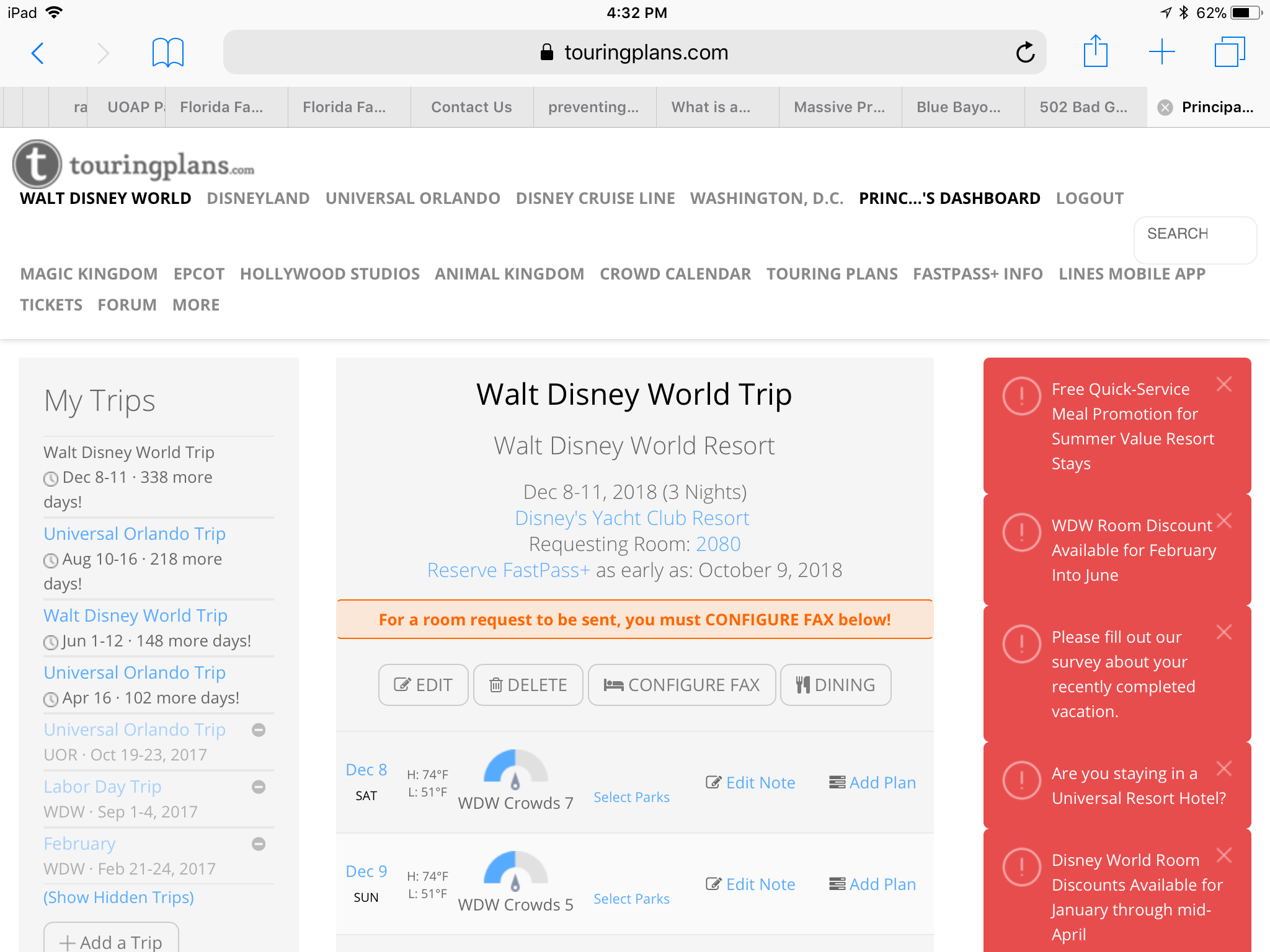 Touring Plans Room Request Service Touring Plans Room Request Service